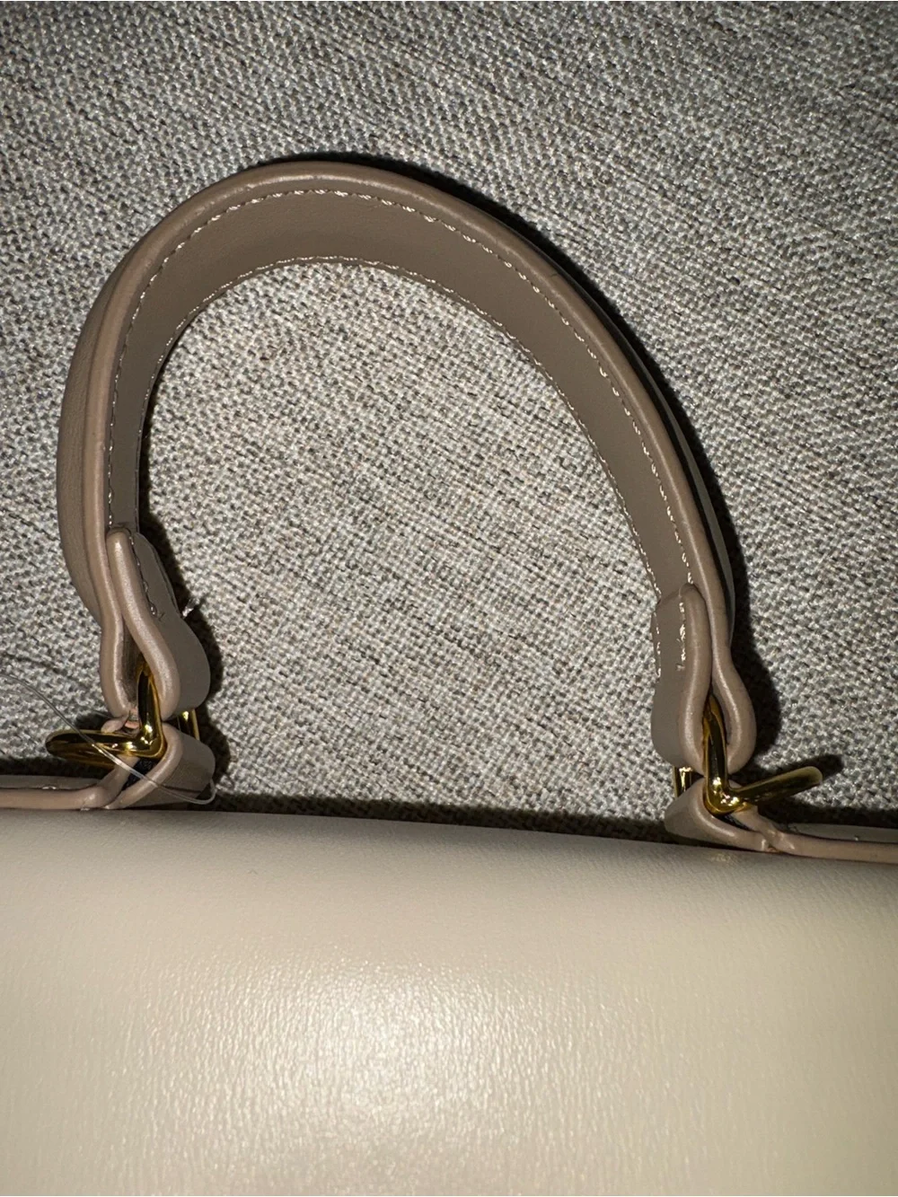 NWT Cream Taupe Structured Top-Handle Women's Kelly  Handbag w Crossbody Strap